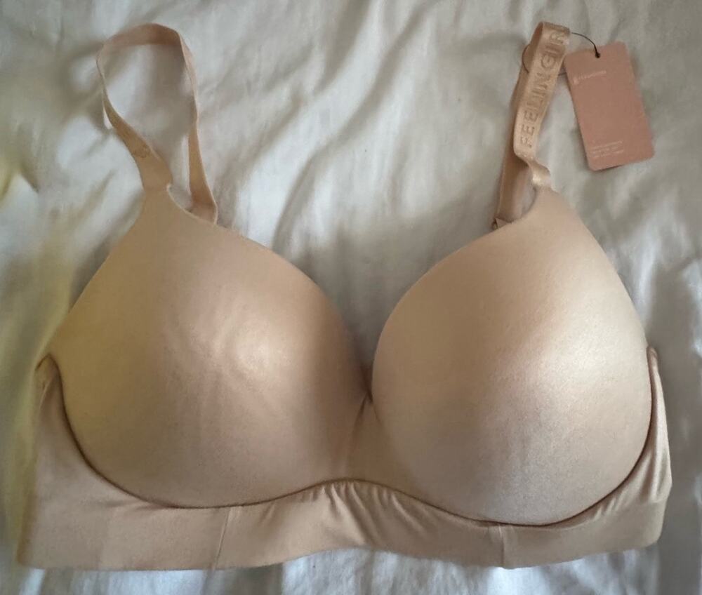 Feelingirl 34DD Wireless Seamless T-Shirt Bra Nude Beige Full Coverage New NWT